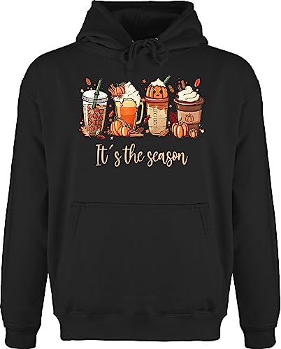 Shirtracer Hoodie Herren Pullover Männer - Halloween - It's The Season - Herbst Blätter Kürbis Heißgetränke Gewürze - XL - Schwarz - verkleidung Costum Outfits Outfit Party gruseliges für von Shirtracer