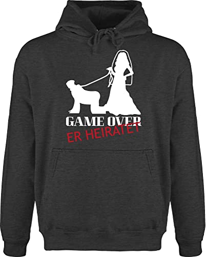 Hoodie Herren Pullover Männer - JGA Junggesellenabschied - Game Over - Er Heiratet - M - Anthrazit meliert - junggeselle mann bräutigam 2024 2023 junggesellen poltern jubggesellinnenabschied von Shirtracer