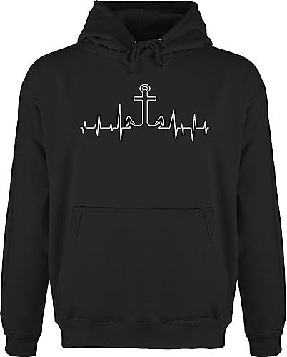 Hoodie Herren Pullover Männer - Kunst - Anker Herzschlag - XXL - Schwarz - art ankern pullis maritimer fun-kapuzenpullover maritim jh001 ankermotiv hoody pulli kapuzenpullover hoodies/pullis von Shirtracer