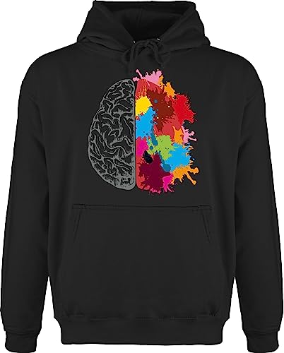 Shirtracer Hoodie Herren Pullover Männer - Kunst - Gehirnhälften grau & bunt - L - Schwarz - Art hirn jh001 gehirn Hoodies Pulli hudis Kapuzenpullover von Shirtracer