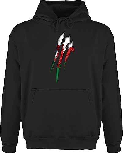 Shirtracer Hoodie Herren Pullover Männer - Länder Fahnen und Flaggen - Wales Krallenspuren - XL - Schwarz - Country hoddis Hoodies/pullis pullis Hoddies/pullies von Shirtracer