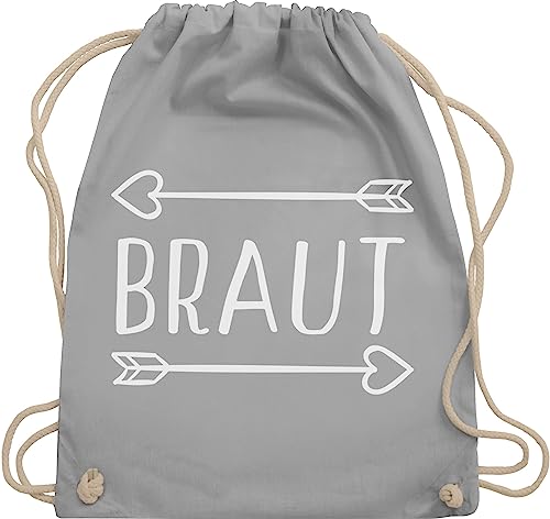 Turnbeutel Rucksack - Braut Pfeile - Unisize - Hellgrau - jungesellinnenabschied frau outfit junggesellinnenabschied beutel baumwolle tasche jga jungesellenabschied turnsäcke hen party accessories von Shirtracer