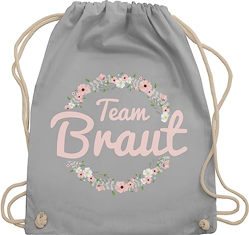 Turnbeutel Rucksack - JGA Junggesellenabschied Frauen - Team Braut Blumenkranz - Crew - Unisize - Hellgrau - jungesellenenabschied bride rucksackbeutel beutel jungesellinnenabschied frau tasche von Shirtracer