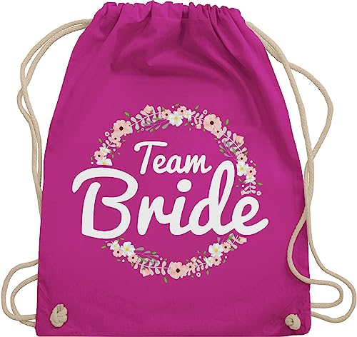 Turnbeutel Rucksack - JGA Junggesellenabschied Frauen - Team Bride Blumenkranz I Bride Crew - Unisize - Fuchsia - brautjungfern juterucksack beutel jungesellinnenabschied frau outfit von Shirtracer