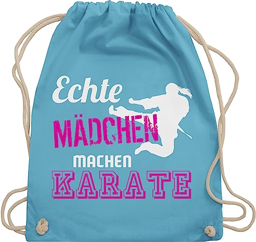 Shirtracer Turnbeutel Rucksack - Kampfsport - Echte Mädchen machen Karate - Unisize - Hellblau - beutel sport nur tasche stoffrucksack rucksackbeutel turnsackerl sportbeutel turntasche bag turnsack von Shirtracer