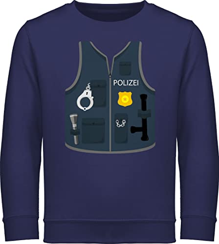 Sweatshirt Kinder Pullover für Jungen Mädchen - Karneval & Fasching - Polizei Weste Kostüm - 128 (7/8 Jahre) - Navy Blau - köln rut und wiess karneval& lustiges fasnacht und. karneval+fasching von Shirtracer