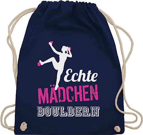 Turnbeutel Rucksack - Kinder Sport Kleidung - Echte Mädchen bouldern fuchsia/weiß - Unisize - Navy Blau - beutel boulder sporttasche trainingsbeutel turntasche backpack turnsäckchen taschen von Shirtracer