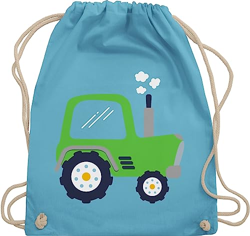 Turnbeutel Rucksack - Traktoren - Taschen - Kinder Traktor Grün - Unisize - Hellblau - beutel junge kindergärten kindergartenrucksack traktorfan kita turnsäcke für ersatzkleidung kindergarten von Shirtracer