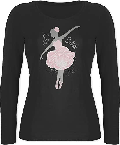 Shirtracer Langarmshirt Damen - Tanzen Geschenk - Ballerina - grau/rosa - XL - Schwarz - Ballett Langarm Oberteil tänzerin Dance tänzer Tanzsport Tanz sprüche Geschenke von Shirtracer