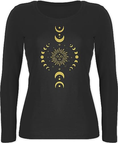 Langarmshirt Damen - Yoga Namaste Mandala Chakra - M - Schwarz - Langarm Shirt yogawear Meditation Longshirt Tshirt Yoga-Langarmshirt Joga Shirts spirituell Alles für t lang Geschenke Fans von Shirtracer