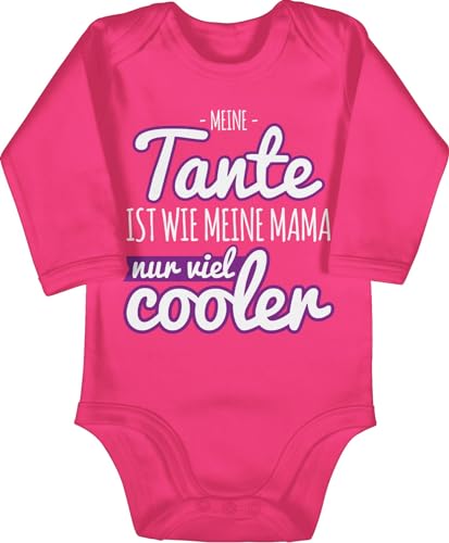 Baby Body langarm Mädchen Junge - Meine Tante ist wie meine Mama nur viel cooler lila - 3/6 Monate - Fuchsia - baby-kleidung aunt tanten strampler tantes bodys geschenk babybody babygeschenke von von Shirtracer