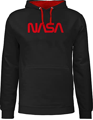 Pullover Herren Frauen Hoodie Kontrast zweifarbig - Nerd Geschenke - Nasa - Raumfahrt Astronaut Mondlandung Weltraum - 4XL - Schwarz/Rot - damen kordel pulli hoodies hoody polloverer nerds geek von Shirtracer