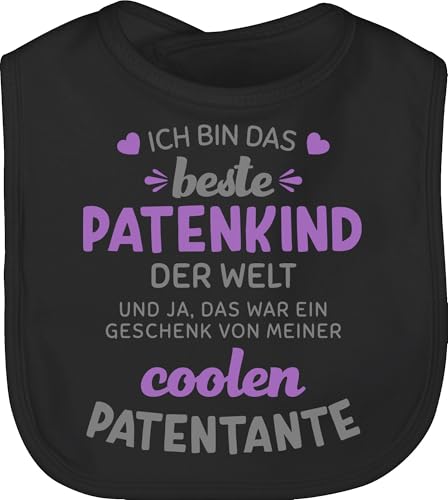 Baby Lätzchen - Patentante - Ich bin das beste Patenkind der Welt grau/lila - Unisize - Schwarz - patin babykleidung patentanten coolste letzchen geschenk zur geburt als godi meine sind die besten von Shirtracer