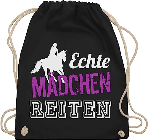 Shirtracer Turnbeutel Rucksack - Pferde und Zubehör - Echte Mädchen Reiten - Geschenk Reiterin Pferdegeschenke Reiten - Unisize - Schwarz - pferdegeschenk reit zubehöhr pferd reiterinnen beutel von Shirtracer