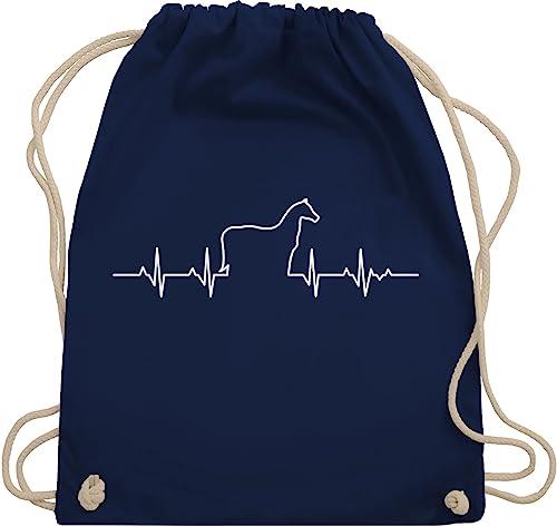 Turnbeutel Rucksack - Pferde - Taschen - Herzschlag Pferd - Unisize - Navy Blau - beutel reiten reitrucksack für reiter reit mit sportbeutel mädchen geschenke ridebag pferdefans stoffbeutel von Shirtracer