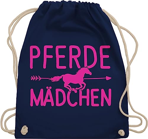 Turnbeutel Rucksack - Taschen - Pferde Mädchen - Unisize - Navy Blau - sportbeutel baumwolle reitsachen pferdeliebe trainingsbeutel reiten turnsackerl reit sachen beutelrucksack pferd reiter von Shirtracer