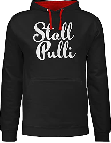 Shirtracer Pullover Herren Frauen Hoodie Kontrast zweifarbig - Pferde - Damen - Stallpulli Bubble Schrift - M - Schwarz/Rot - Geschenk für Reiterin mit pferdemotiv pferdegeschenke sprüche Mode über von Shirtracer