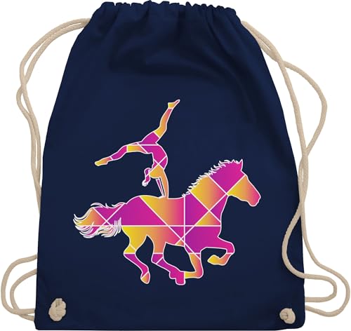 Shirtracer Turnbeutel Rucksack - Pferde Geschenk und Reiten Zubehör - Voltigieren Mädchen Pferd Pferdemotiv - Unisize - Navy Blau - reitsport beutel baumwolle damen pferdegeschenke gymsack horse von Shirtracer