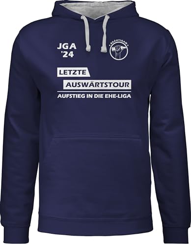 Shirtracer Pullover Herren Frauen Hoodie Kontrast zweifarbig - Junggesellenabschied Männer - Letzte Auswärtstour - JGA 2024 I Team Bräutigam - L - Navy Blau/Grau meliert - junggesellen Fussball von Shirtracer