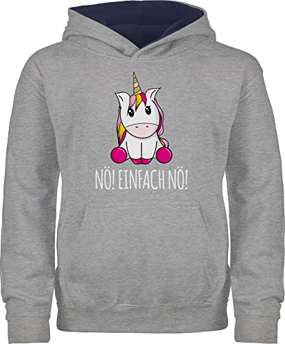 Shirtracer Pullover Kinder Hoodie Jungen Mädchen - Einhörner - Nö Einfach Nö Einhorn - 116 (5/6 Jahre) - Grau meliert/Navy Blau - Hoody nö! Jungs polower Pulli mit einhörnern Unicorn Kapuzenpullover von Shirtracer