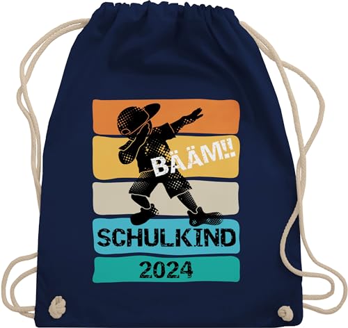 Turnbeutel Rucksack - Schulanfang & Einschulung Geschenk - Bääm! Schulkind 2024 - Unisize - Navy Blau - 1 schultag bääm stoffbeutel kind eingeschult bähm beutel geschenke für schulkinder bäam von Shirtracer