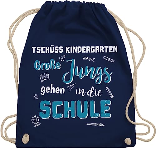 Turnbeutel Rucksack - Schulanfang & Einschulung Geschenk - Tschüss Kindergarten Große Jungs - Unisize - Navy Blau - schulkind abschied kita juterucksäcke kind 2024 1 klasse kindergarten/schule von Shirtracer