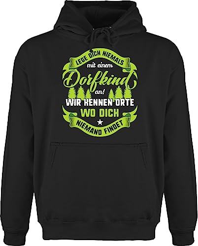 Hoodie Herren Pullover Männer - Sprüche Statement Spruch - Lege dich nie mit einem Dorfkind an V2 - M - Schwarz - sprueche+pullover sprüchen bauer fun-kapuzenpullover spruechen dorf love pullis von Shirtracer