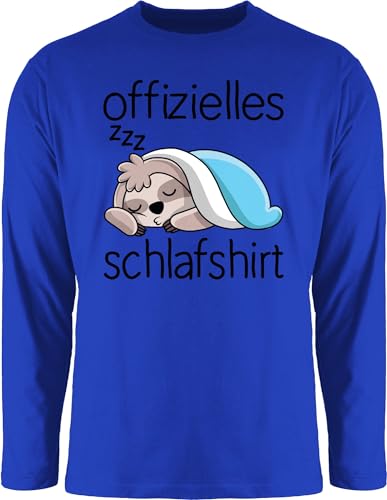 Langarmshirt Herren Langarm Shirt - Sprüche Statement - Offizielles Schlafshirt mit Faultier - schwarz - XL - Royalblau - Schlaf t-Shirt schlafshirts Sloth Rundhals Oberteil schlafen schlaftshirts von Shirtracer