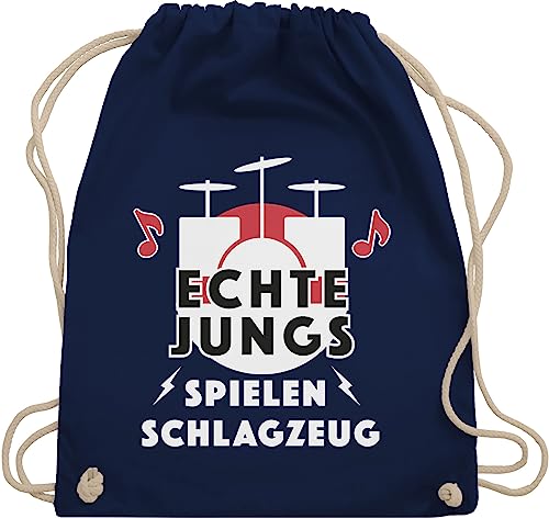 Shirtracer Turnbeutel Rucksack - Statement Sprüche Kinder - Echte Jungs spielen Schlagzeug - Unisize - Navy Blau - stoffbeutel kordelzug mit aufschrift jungen rucksäcke geschenk zur einschulung von Shirtracer