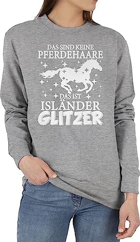 Shirtracer Sweater Pullover Sweatshirt Herren Damen - Pferde - Das sind Keine Pferdehaare - Das ist Isländer Glitzer - XS - Grau meliert - Pferd REIT sprüche pferdefans pferdemotiv pferdespruch von Shirtracer