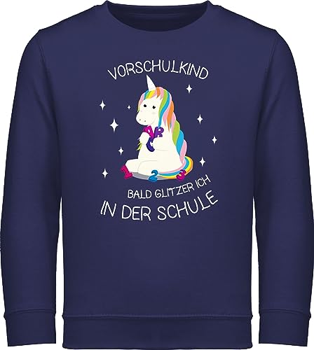 Shirtracer Sweatshirt Kinder Pullover für Jungen Mädchen - Einschulung - Vorschul-Kind Einhorn - 140 (9/11 Jahre) - Navy Blau - einschulungsgeschenk erstklaessler überraschung zum Schulanfang von Shirtracer