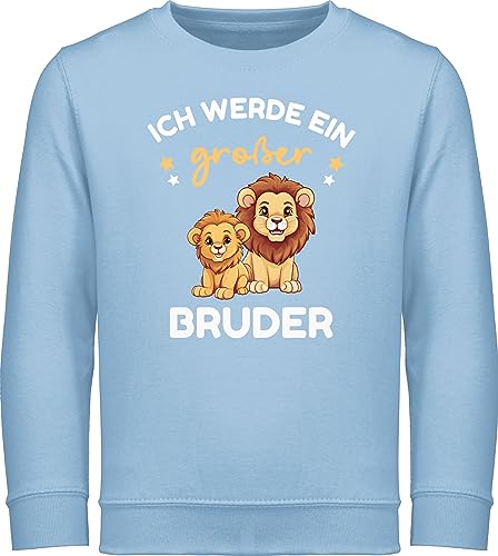 Sweatshirt Kinder Pullover für Jungen Mädchen - Ich werde großer Bruder Geschenk Löwen - 104 (3/4 Jahre) - Hellblau - big bro großen große grosser 2024 geschenke grosser+bruder großer+bruder von Shirtracer