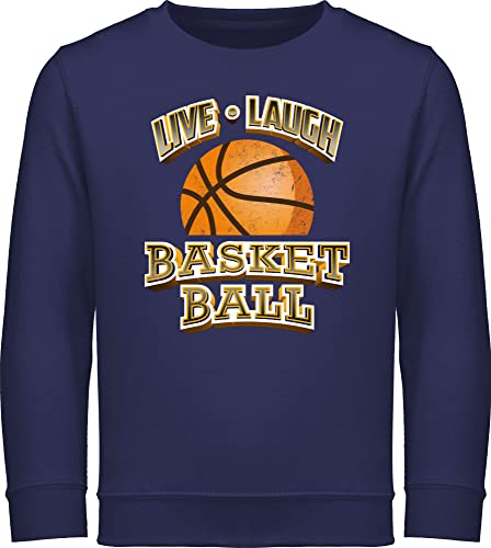 Sweatshirt Kinder Pullover für Jungen Mädchen - Sport Kleidung - Live Laugh Basketball Vintage - 152 (12/13 Jahre) - Navy Blau - kinderpullover reitpullover sweater pulli fun-sweatshirts junge von Shirtracer