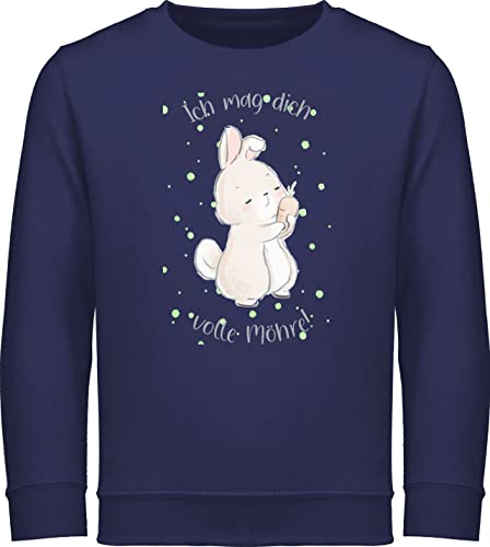 Shirtracer Sweatshirt Kinder Pullover für Jungen Mädchen - Ostergeschenke Ostern - Ich mag Dich volle Möhre - Osterhase - 104 (3/4 Jahre) - Navy Blau - Oster kleinigkeit osterideen hase osterhasen von Shirtracer