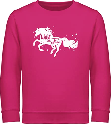 Shirtracer Sweatshirt Kinder Pullover für Jungen Mädchen - Pferd Pferde - Wild und Frei Pferdemotiv - 116 (5/6 Jahre) - Fuchsia - Horse polovers pferden mädchenpullover pferdegeschenk kinderpullover von Shirtracer