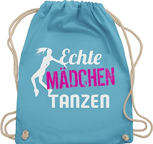 Turnbeutel Rucksack - Geschenk - Echte Mädchen tanzen - Tänzerin - Unisize - Hellblau - sportrucksack mit schnur geschenkbeutel turn tasche stofftasche baumwolle kordel kinder kordelzug stoff von Shirtracer