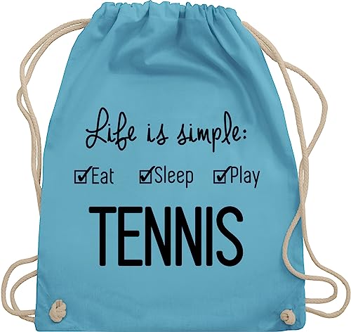 Turnbeutel Rucksack - Tennisspieler Geschenk - Life is simple Tennis - Unisize - Hellblau - beutel stoff sportrucksack mit schnur baumwoll kordel kinder baumwolle sport kordelzug für tennisfans von Shirtracer