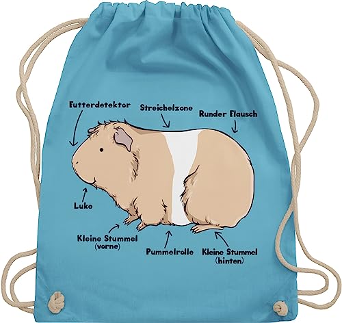 Turnbeutel Rucksack - Tiere Meerschweinchen Hase & Co. - Meerschwein Anatomie - Unisize - Hellblau - beutel tiermotiv animal print stoffbeutel baumwolle tiermotive kinder sportbeutel tiermotiven von Shirtracer