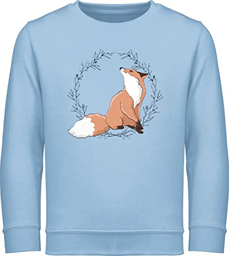 Sweatshirt Kinder Pullover für Jungen Mädchen - Tiermotiv Animal Print - Fuchs Fox Gechenk - 116 (5/6 Jahre) - Hellblau - polovers Tiere oodies tiermotive Kinder-Pullover/Sweatshirt pullies Hoddy von Shirtracer