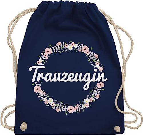 Turnbeutel Rucksack - JGA Junggesellenabschied Frauen - Trauzeugin - Blumenkranz - Unisize - Navy Blau - jungesellinnenabschied frau tasche jungesellenabschied ich bin beutelrucksäcke trauzeuginnen von Shirtracer