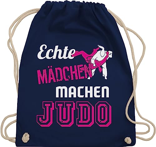 Turnbeutel Rucksack - Kampfsport - Echte Mädchen machen Judo - Unisize - Navy Blau - sport beuteltasche beutel kinder stoffbeutel bag sporttasche baumwolle sportrucksack sporttaschen turn tasche von Shirtracer