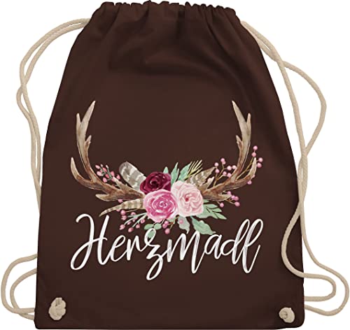 Turnbeutel Rucksack - Kompatibel mit Oktoberfest Tasche - Herzmadl - Unisize - Braun - bayerische herzmädl beutel stoff oktoberfestbekleidung tracht damen hirsch kinderbeutel bayrisches herzmadel von Shirtracer