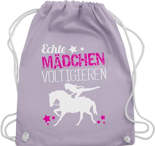 Shirtracer Turnbeutel Rucksack - Pferde - Taschen - Echte Mädchen voltigieren - Unisize - Pastell Lila - reitsachen pferdesprüchen tasche pferd spruch beutel reiter sprüche beuteltasche stalltasche von Shirtracer