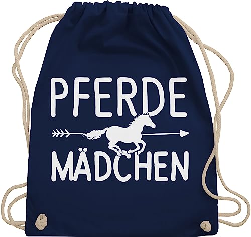 Shirtracer Turnbeutel Rucksack - Taschen - Pferde Mädchen - Pferdemädchen - Unisize - Navy Blau - pferdefan geschenk tasche für reiter reitsport pferd sportbeutel baumwolle reitsachen stalltasche von Shirtracer