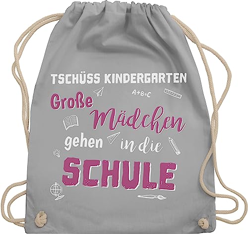 Shirtracer Turnbeutel Rucksack - Schulanfang & Einschulung Geschenk - Tschüss Kindergarten Große Mädchen - Unisize - Hellgrau - einschulungsgeschenk schulkind 1 klasse ende kita stoffturnbeutel von Shirtracer