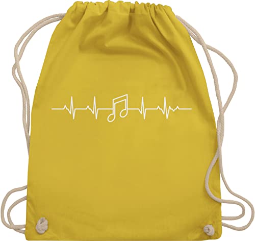 Shirtracer Turnbeutel Rucksack - Symbol und Zeichen Outfit - Herzschlag Musik Note - Unisize - Gelb - sportbeutel mit kordel beutel kordelzug stoff baumwolle a4 damen notenrucksack kind musiknote von Shirtracer