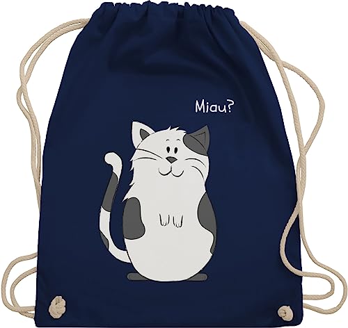 Turnbeutel Rucksack - Tiermotiv Animal Print - lustige Katze - Unisize - Navy Blau - sport beutel tasche baumwolle sporttasche turntasche bag kordel kinder stoff stofftasche baumwoll turn von Shirtracer