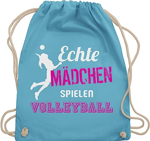 Turnbeutel Rucksack - Geschenke Zubehör - Echte Mädchen spielen Volleyball - Unisize - Hellblau - sportrucksack mit schnur gym bag baumwolle beutel kordel kinder baumwoll häng stoff von Shirtracer