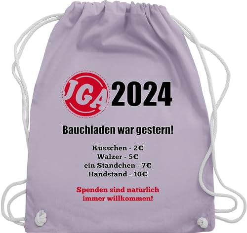 Turnbeutel Rucksack - JGA Junggesellenabschied Männer - Aufgaben der Braut - Bezahlen - Bauchladen war gestern - Unisize - Pastell Lila - beutel stoffbeutel jungesellenenabschied turnbuetel tasche von Shirtracer