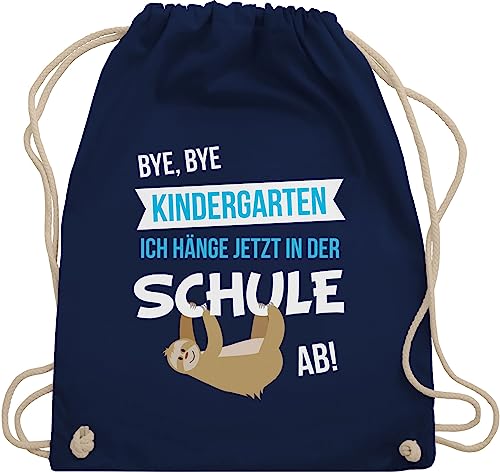 Turnbeutel Rucksack - Schulanfang & Einschulung Geschenk - Bye, Bye Kindergarten - Unisize - Navy Blau - ich bin schulkind bag maedchen kind 2024 1 klasse kindergarten- schule sportbeutel zur von Shirtracer